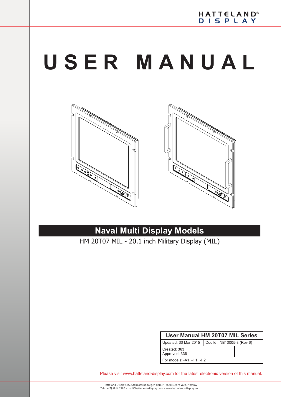 Hatteland Display 20 inch - HM 20T07 MIL-H User Manual | 76 pages