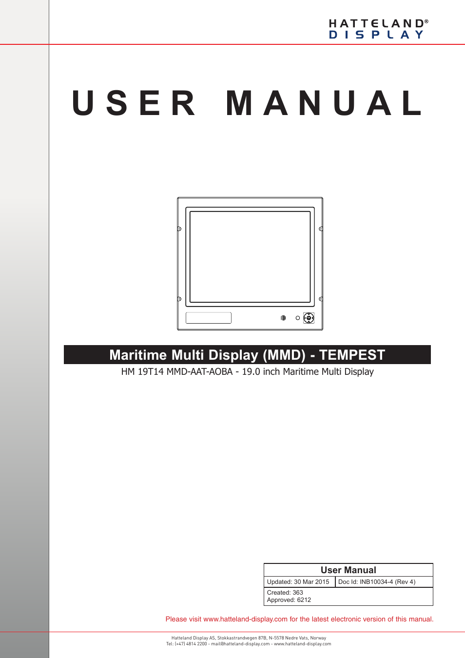 Hatteland Display 19 inch - HM 19T14 MMD (TEMPEST) User Manual | 70 pages
