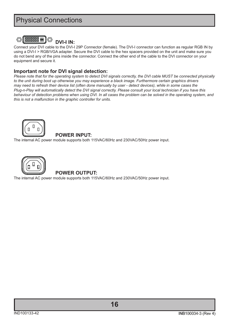 Physical connections 16 | Hatteland Display 19 inch - HM 19T14 MMD (TEMPEST) User Manual | Page 16 / 70