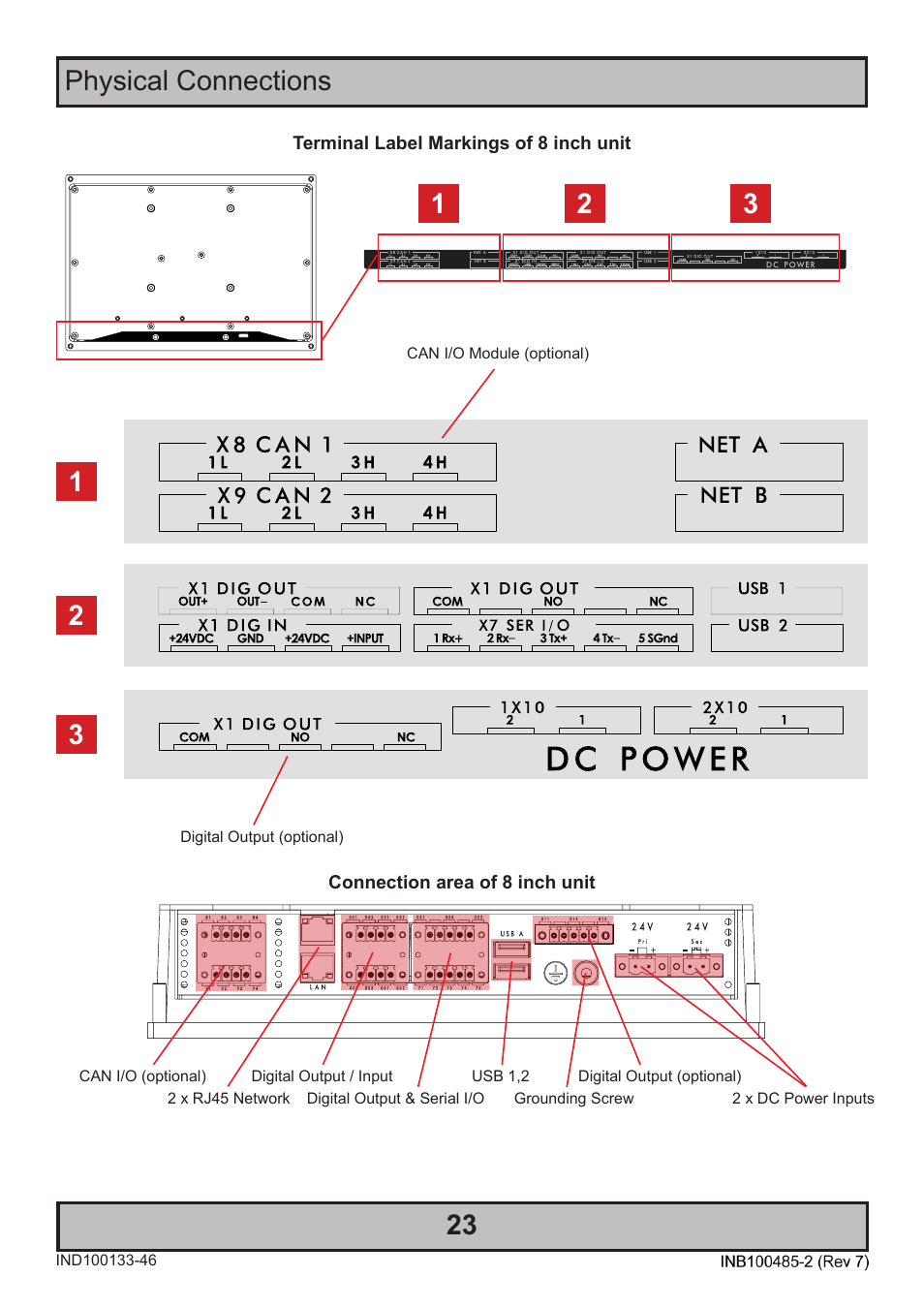 Physical connections | Hatteland Display 13 inch - HD 13T21 MMC (Widescreen, Inte Cor2 Duo CPU) User Manual | Page 23 / 76