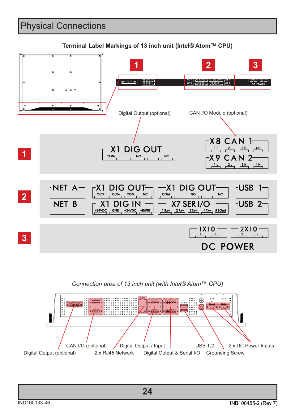 Physical connections 24 | Hatteland Display 13 inch - HD 13T21 MMC (Widescreen, Inte Cor2 Duo CPU) User Manual | Page 24 / 76