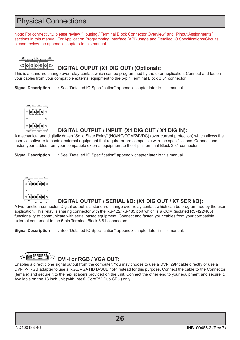 Physical connections 26 | Hatteland Display 13 inch - HD 13T21 MMC (Widescreen, Inte Cor2 Duo CPU) User Manual | Page 26 / 76