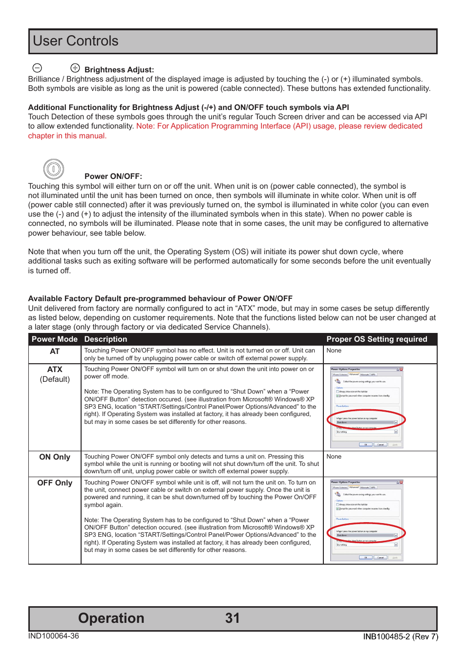 31 operation user controls | Hatteland Display 13 inch - HD 13T21 MMC (Widescreen, Inte Cor2 Duo CPU) User Manual | Page 31 / 76