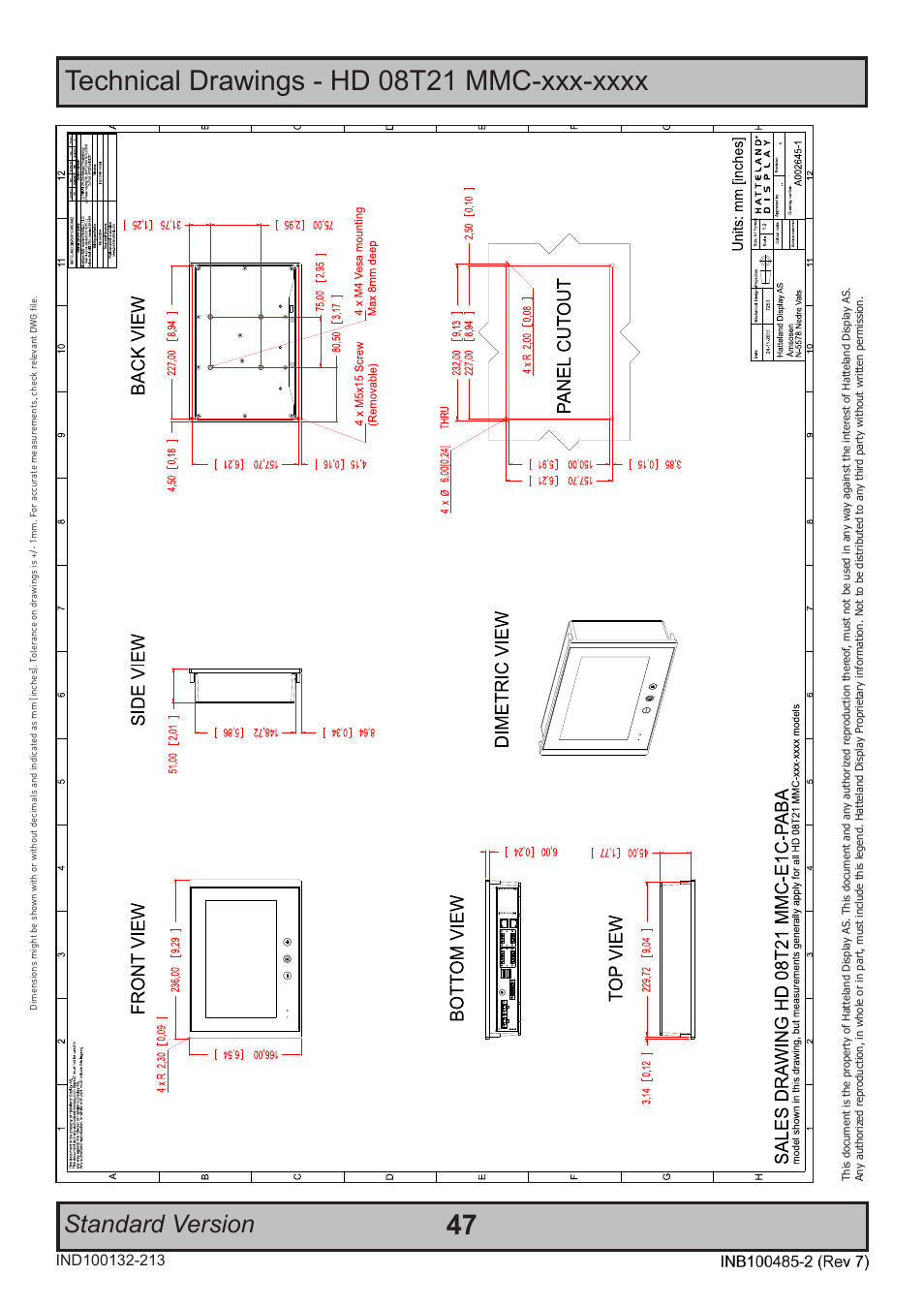 Standard version | Hatteland Display 13 inch - HD 13T21 MMC (Widescreen, Inte Cor2 Duo CPU) User Manual | Page 47 / 76