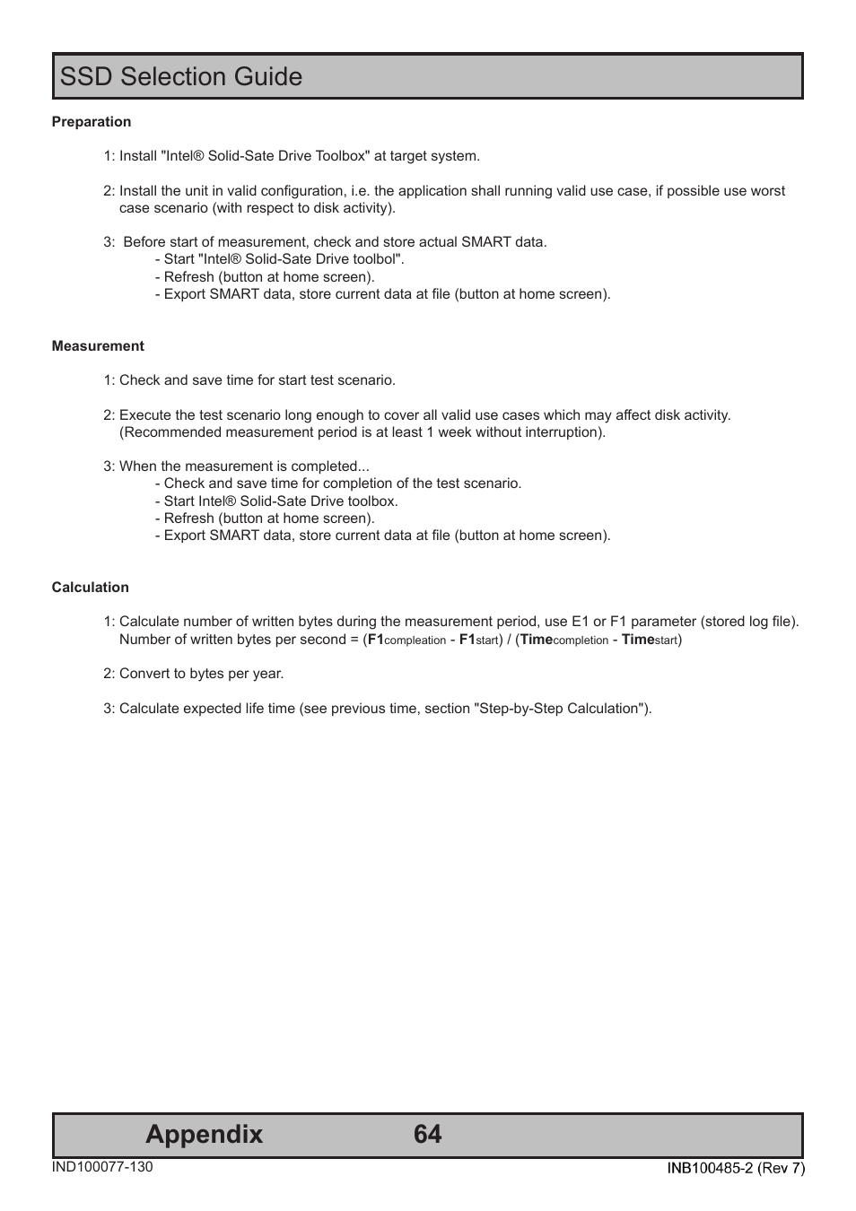 64 ssd selection guide appendix | Hatteland Display 13 inch - HD 13T21 MMC (Widescreen, Inte Cor2 Duo CPU) User Manual | Page 64 / 76