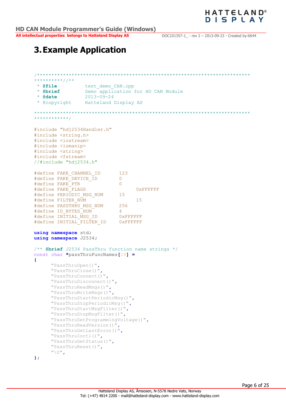 Example application, Hd can module programmer’s guide (windows) | Hatteland Display HT B22 (Fanless) User Manual | Page 6 / 25