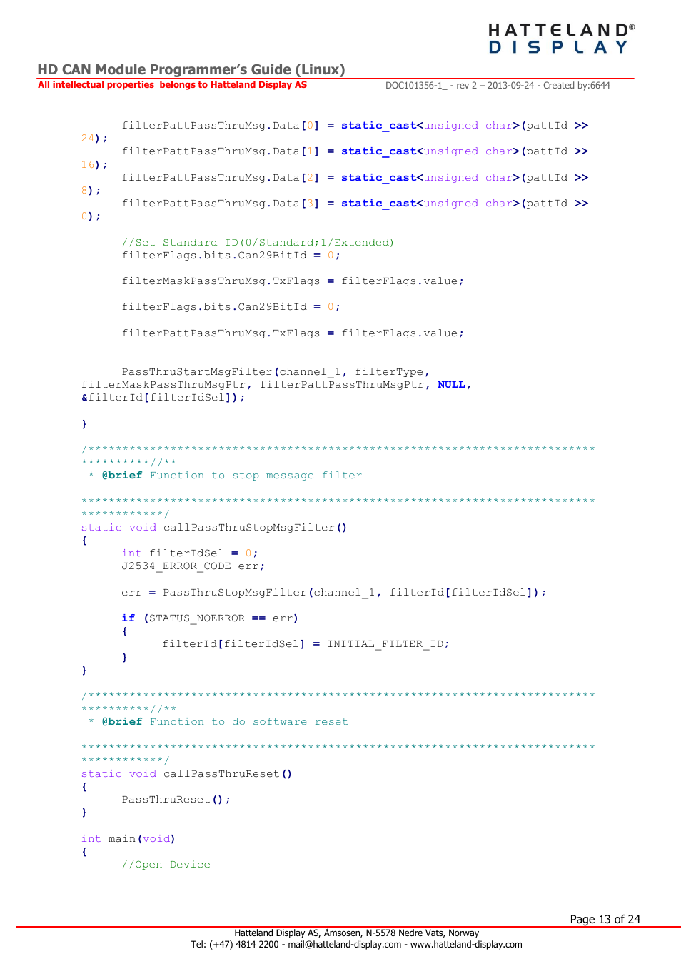 Hd can module programmer’s guide (linux) | Hatteland Display HT B22 (Fanless) User Manual | Page 13 / 24