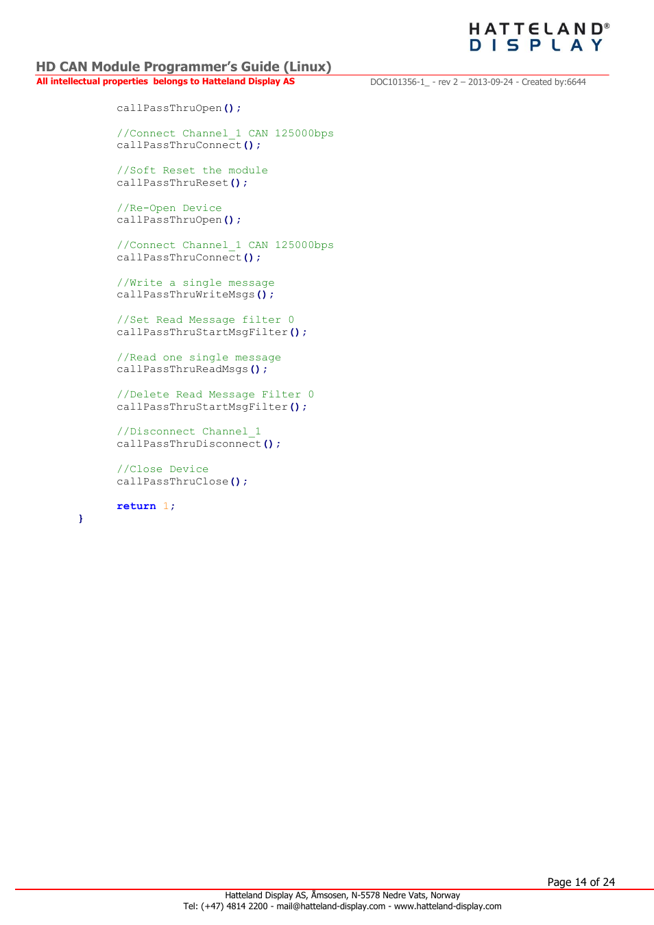 Hd can module programmer’s guide (linux) | Hatteland Display HT B22 (Fanless) User Manual | Page 14 / 24