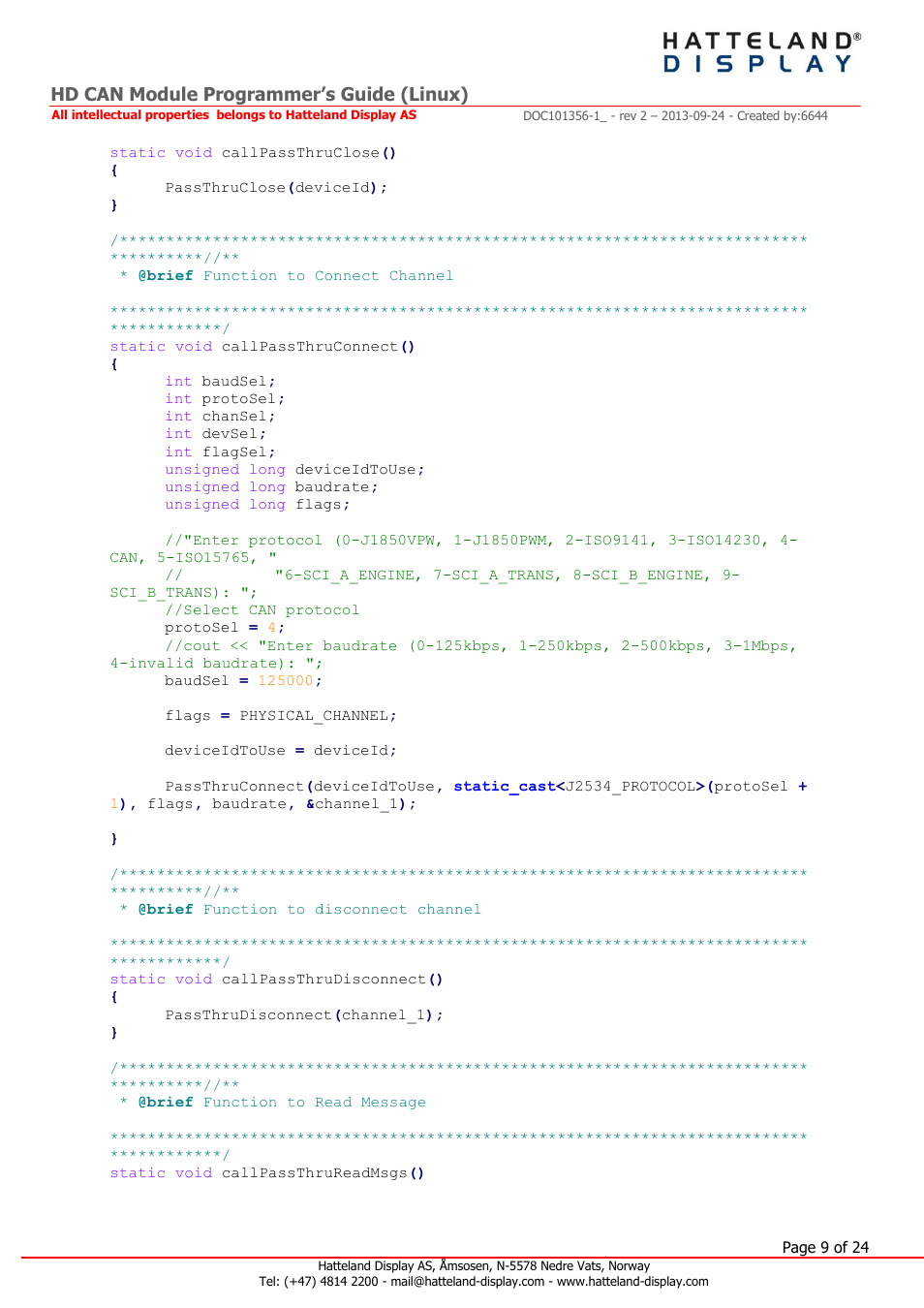 Hd can module programmer’s guide (linux) | Hatteland Display HT B22 (Fanless) User Manual | Page 9 / 24