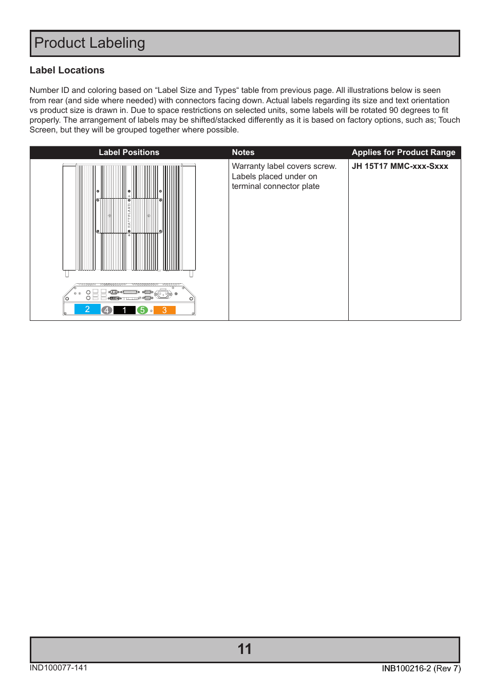 11 product labeling | Hatteland Display 15 inch - JH 15T17 MMC-S (Slim Model) User Manual | Page 11 / 42