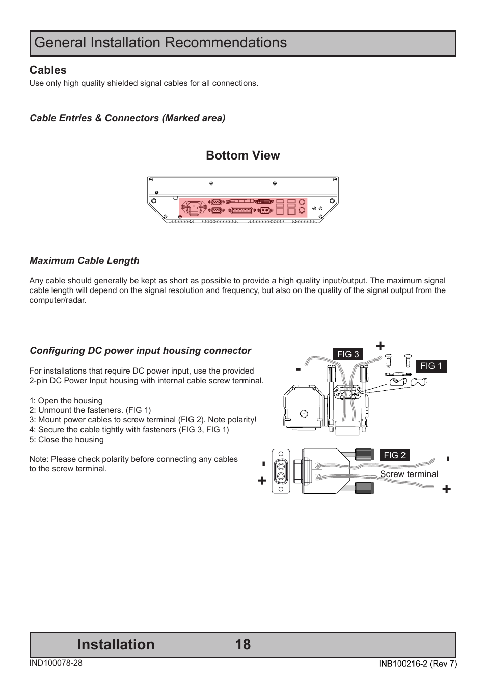 General installation recommendations installation, Bottom view | Hatteland Display 15 inch - JH 15T17 MMC-S (Slim Model) User Manual | Page 18 / 42