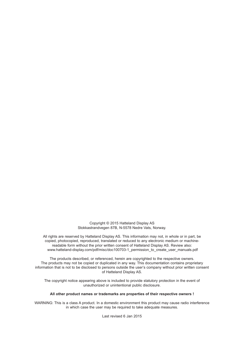 Hatteland Display 15 inch - JH 15T17 MMC-S (Slim Model) User Manual | Page 2 / 42