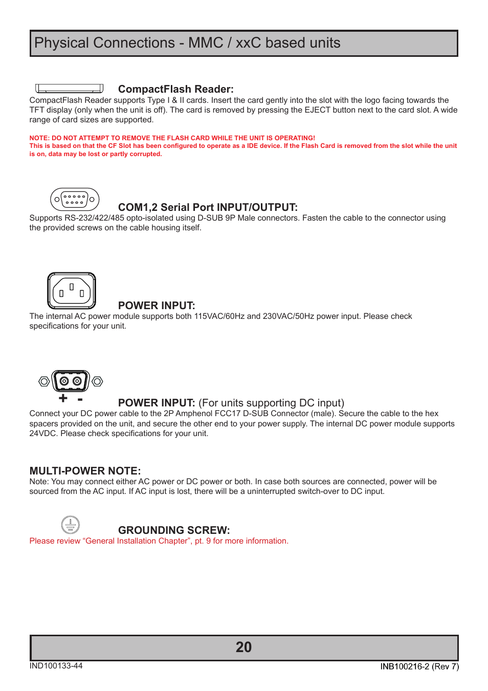 Physical connections - mmc / xxc based units 20 | Hatteland Display 15 inch - JH 15T17 MMC-S (Slim Model) User Manual | Page 20 / 42