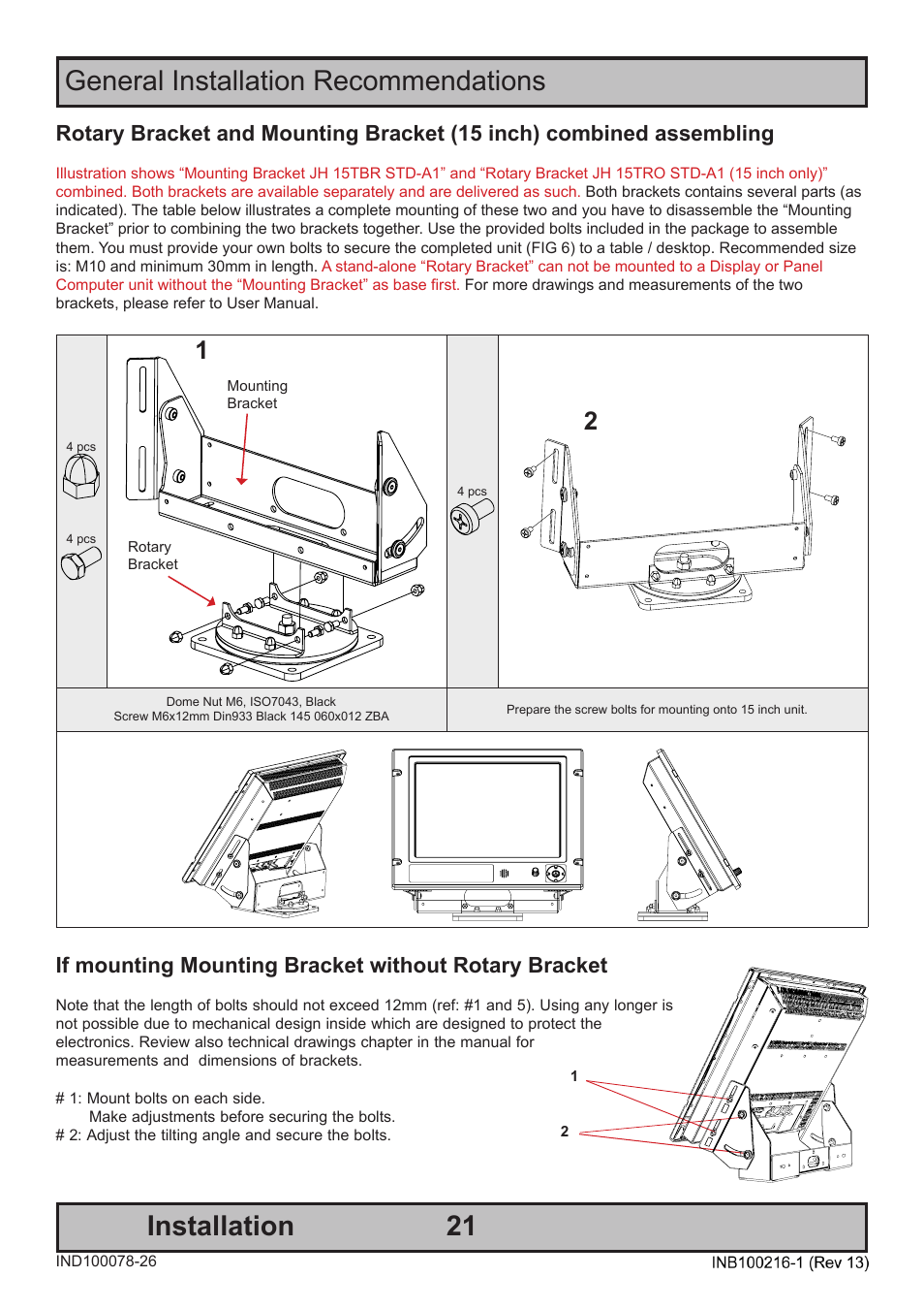 General installation recommendations installation | Hatteland Display 19 inch - JH 19T14 MMC User Manual | Page 21 / 66