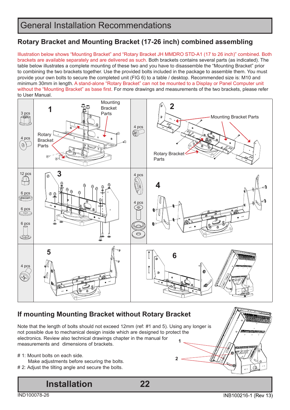 General installation recommendations installation | Hatteland Display 19 inch - JH 19T14 MMC User Manual | Page 22 / 66