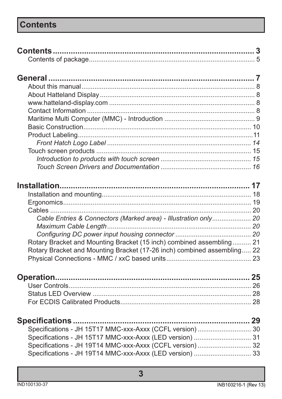 Hatteland Display 19 inch - JH 19T14 MMC User Manual | Page 3 / 66