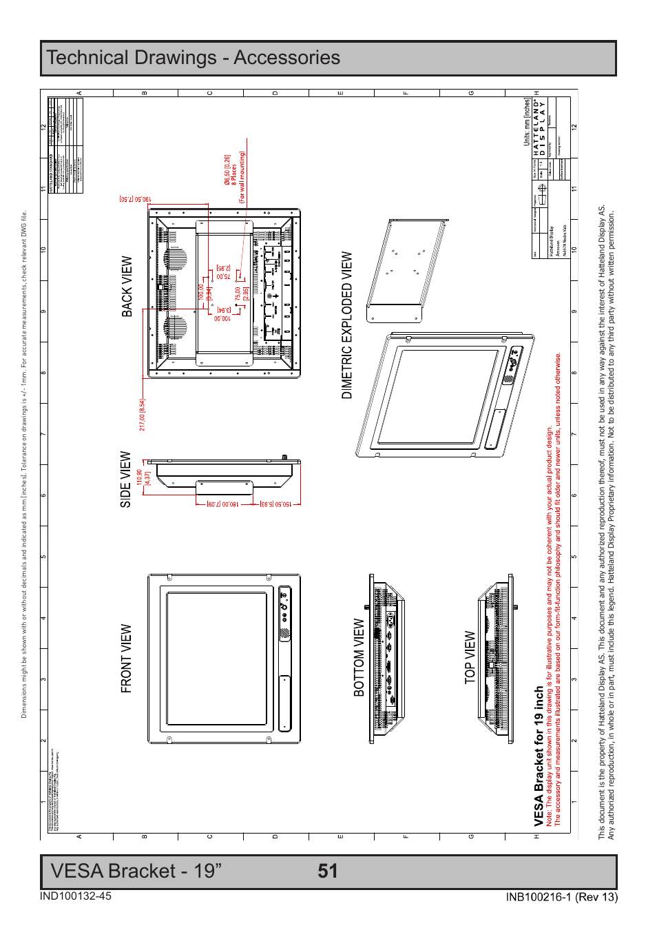 Technical drawings - accessories vesa bracket - 19 | Hatteland Display 19 inch - JH 19T14 MMC User Manual | Page 51 / 66