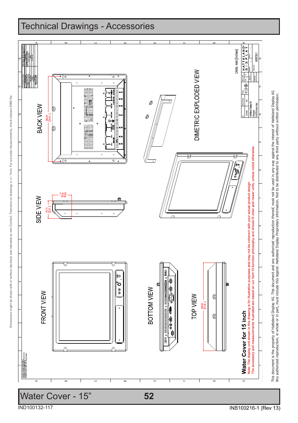 Technical drawings - accessories water cover - 15 | Hatteland Display 19 inch - JH 19T14 MMC User Manual | Page 52 / 66