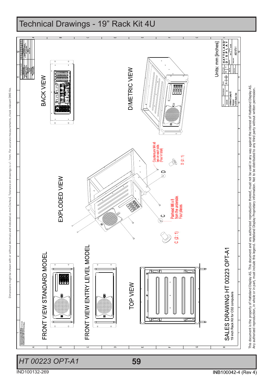 Technical drawings - 19” rack kit 4u | Hatteland Display HT C02HI (Compact Entry Level) User Manual | Page 59 / 86