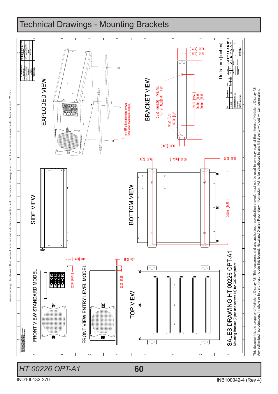 Technical drawings - mounting brackets | Hatteland Display HT C02HI (Compact Entry Level) User Manual | Page 60 / 86