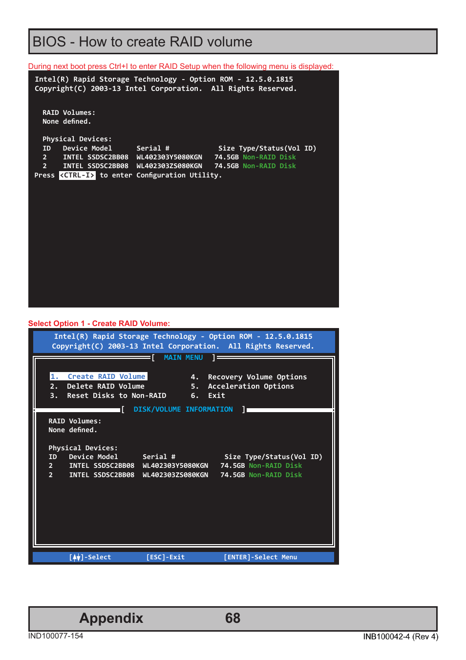 68 bios - how to create raid volume appendix | Hatteland Display HT C02HI (Compact Entry Level) User Manual | Page 68 / 86