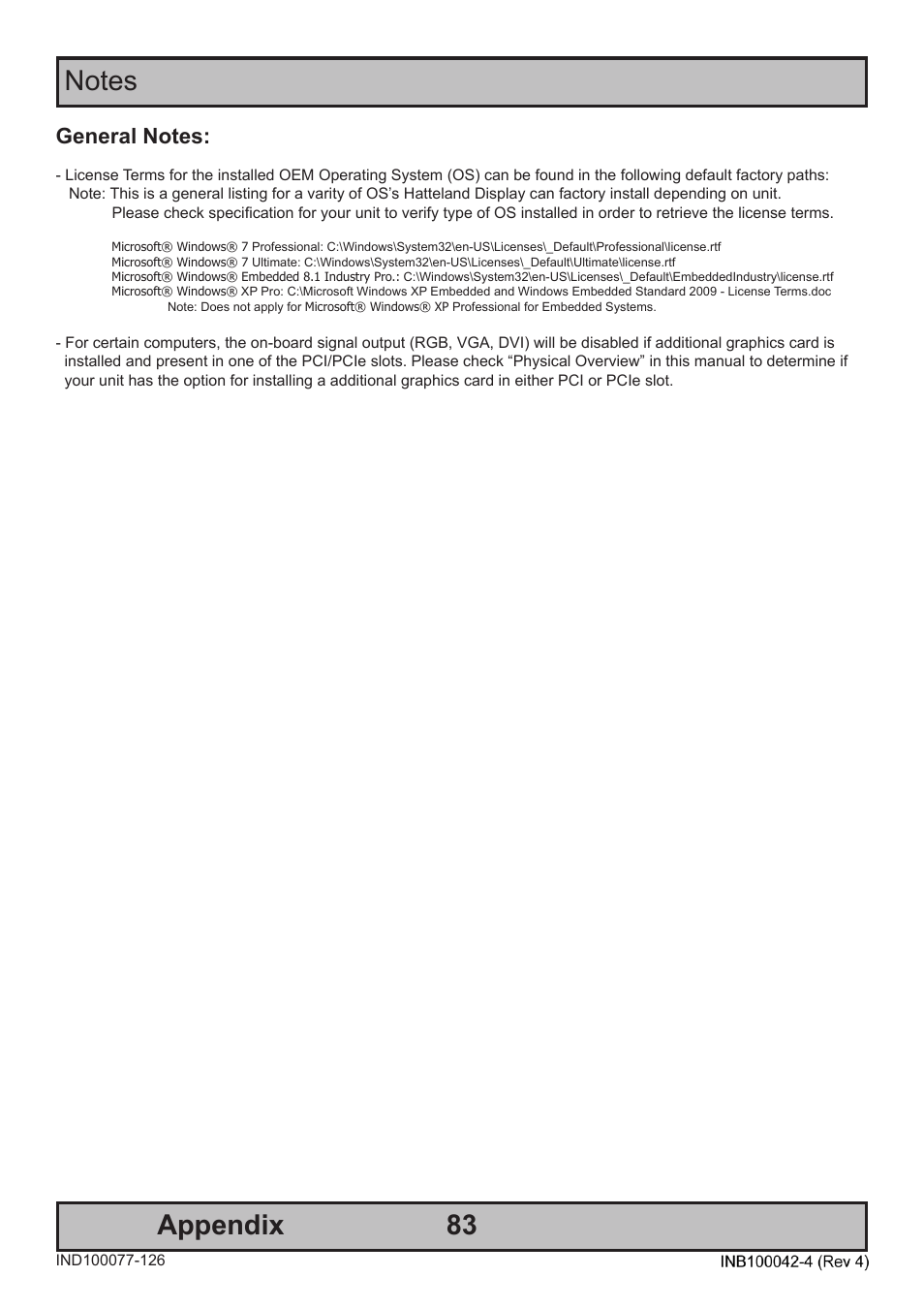 83 appendix | Hatteland Display HT C02HI (Compact Entry Level) User Manual | Page 83 / 86