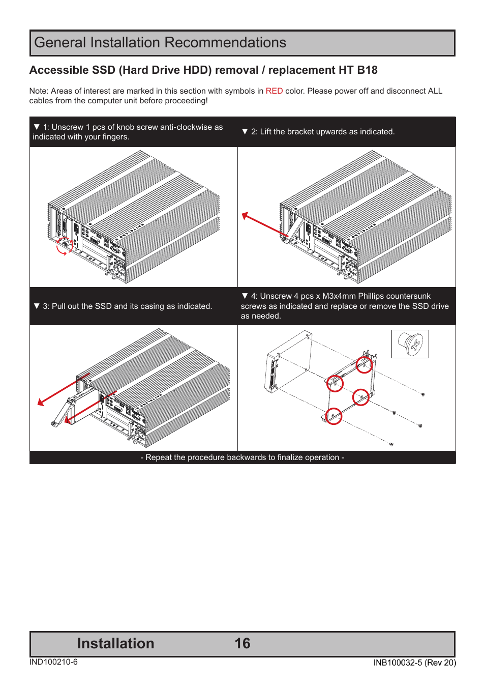 General installation recommendations installation | Hatteland Display HT B18 (Fanless) User Manual | Page 16 / 58