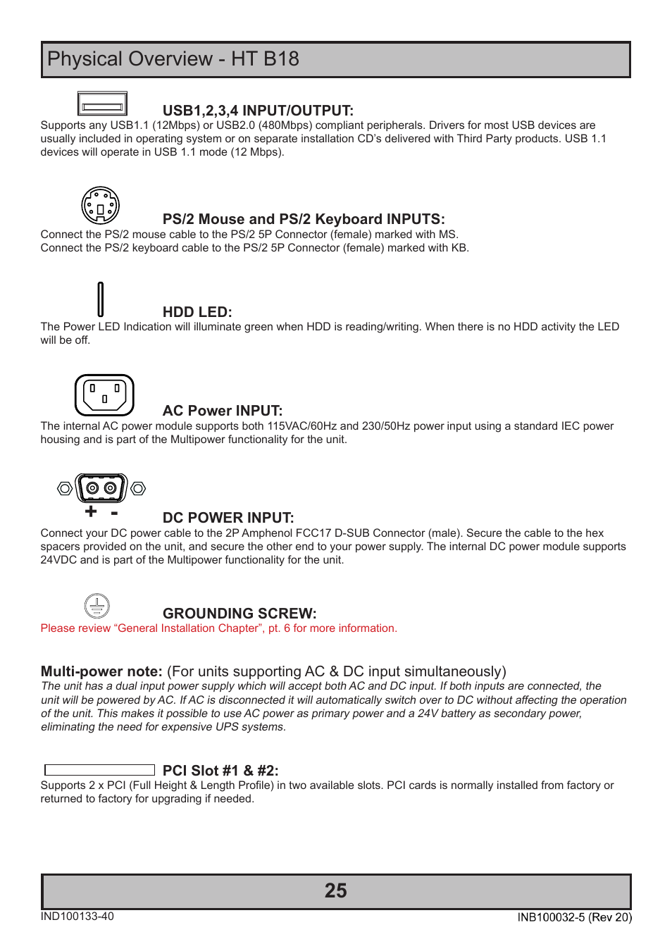 Physical overview - ht b18 25 | Hatteland Display HT B18 (Fanless) User Manual | Page 25 / 58