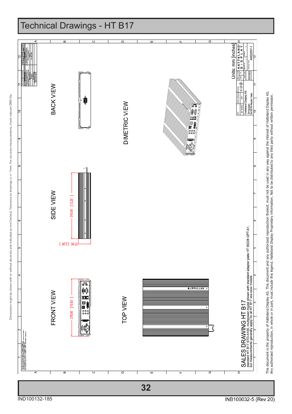 Technical drawings - ht b17 | Hatteland Display HT B18 (Fanless) User Manual | Page 32 / 58