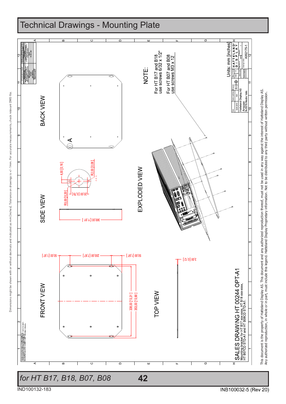 Technical drawings - mounting plate | Hatteland Display HT B18 (Fanless) User Manual | Page 42 / 58
