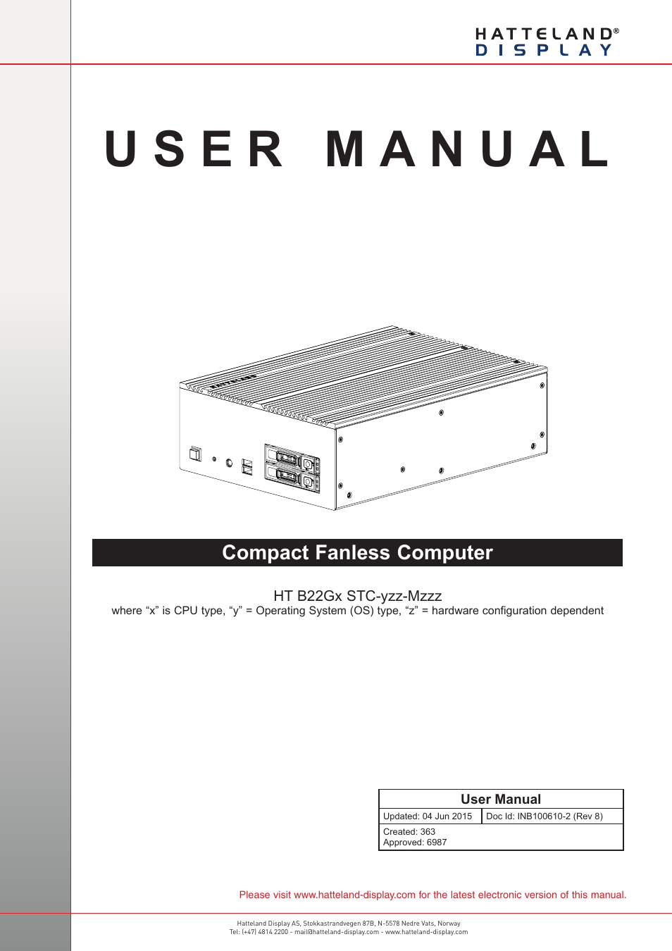 Hatteland Display HT B22 (Fanless) User Manual | 66 pages