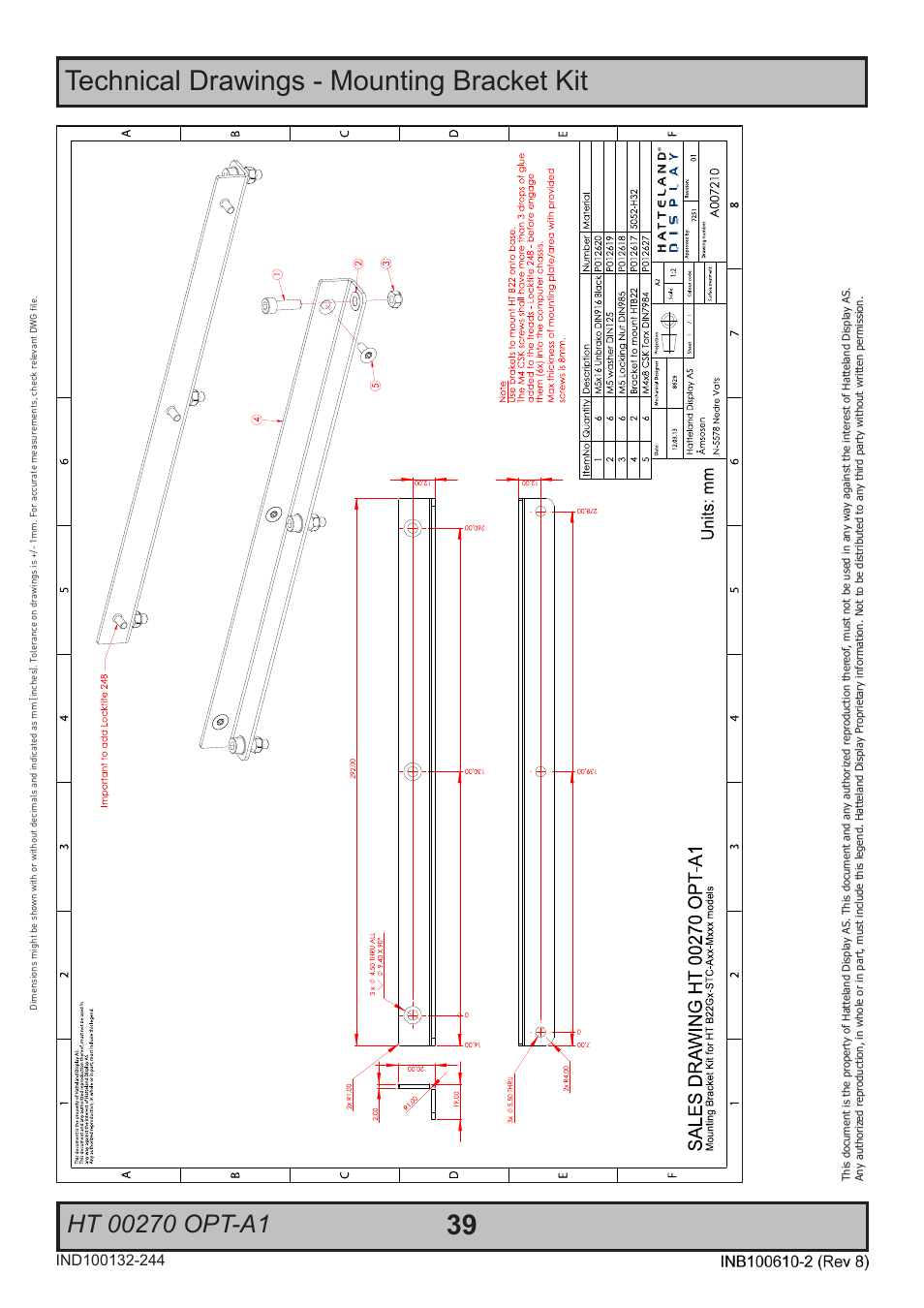 Technical drawings - mounting bracket kit | Hatteland Display HT B22 (Fanless) User Manual | Page 39 / 66