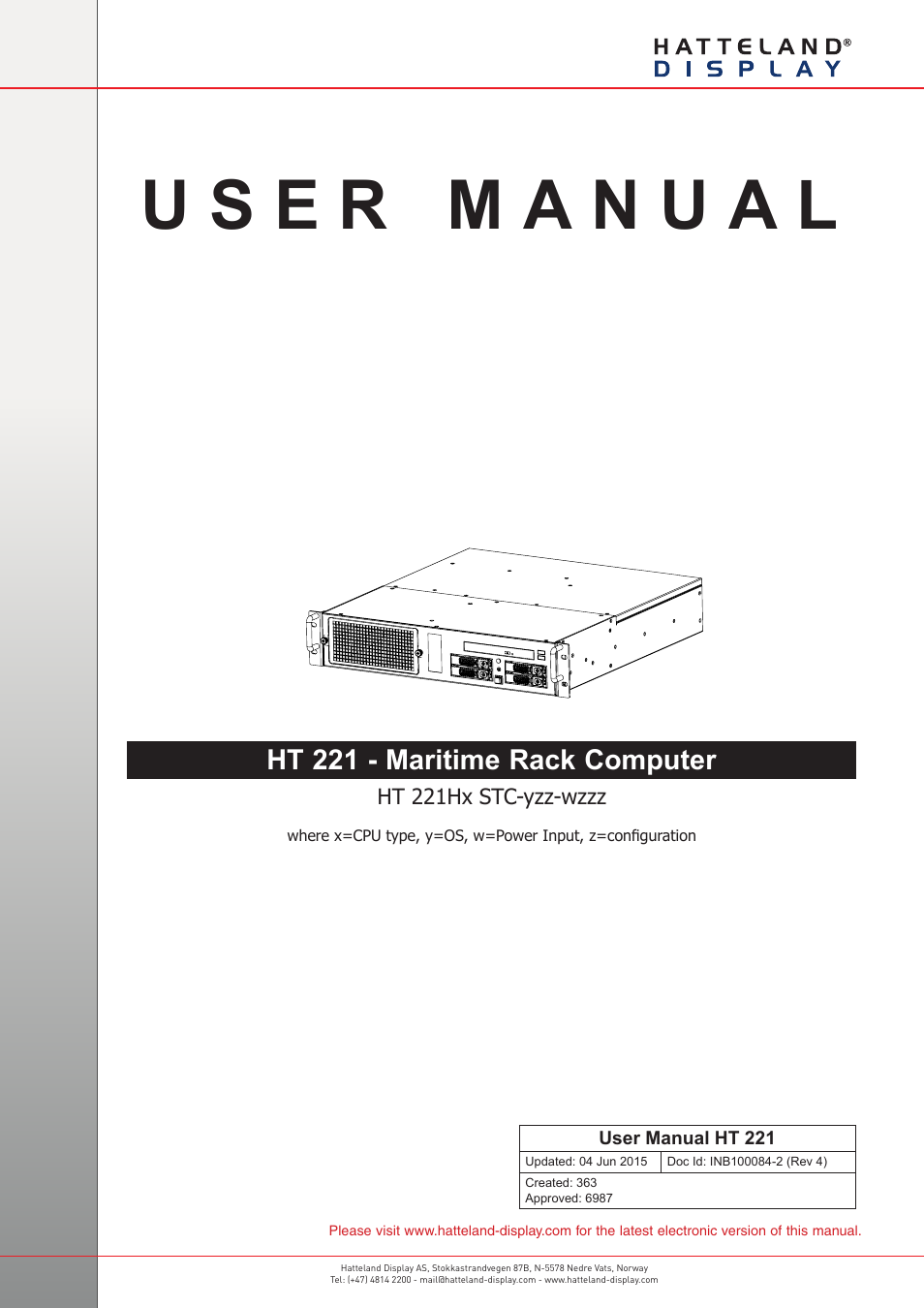Hatteland Display HT 221 (2U Size) User Manual | 66 pages