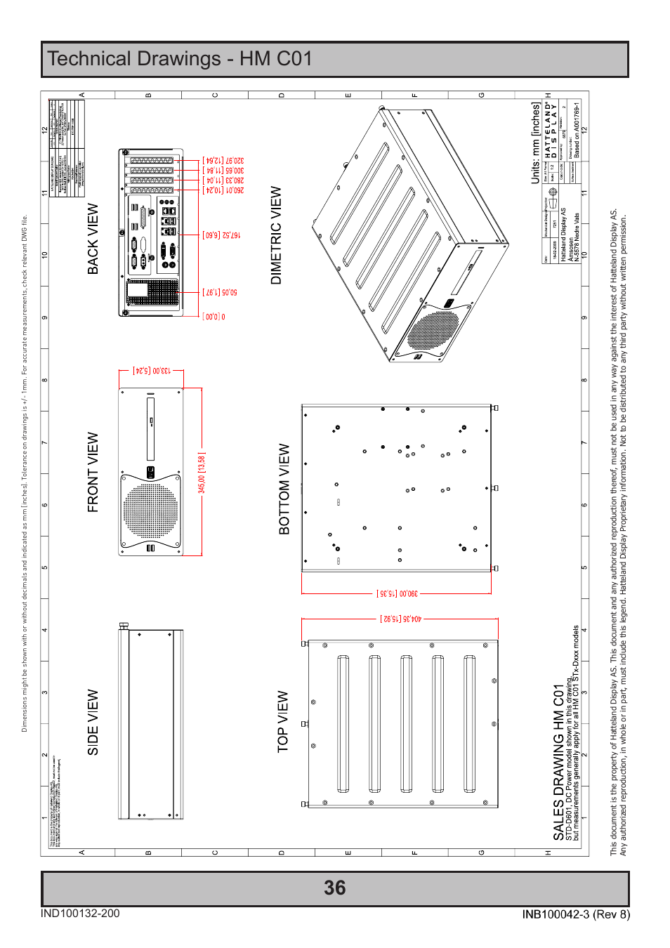 Technical drawings - hm c01 | Hatteland Display HM C01 (Rugged) User Manual | Page 36 / 52