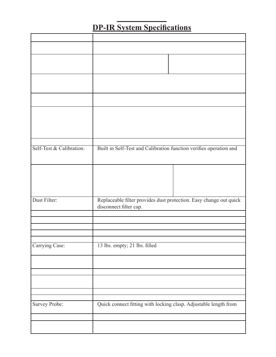 Chapter i, Dp-ir system specifications | Heath Consultants Detecto Pak-Infrared (DP-I) User Manual | Page 7 / 35