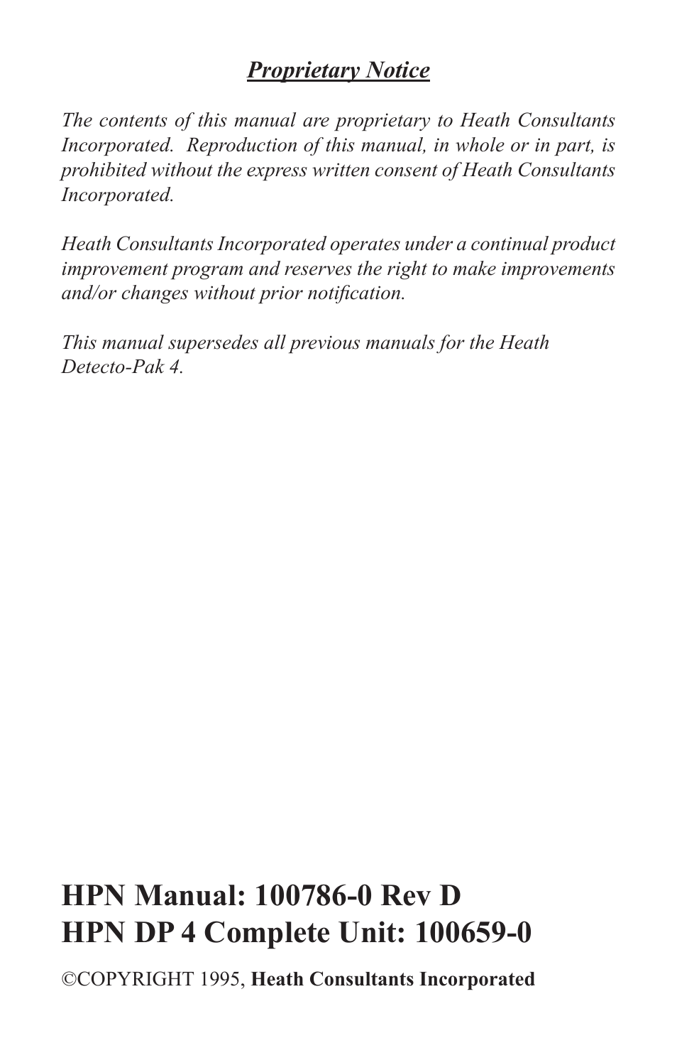Heath Consultants Detecto-Pak 4 (DP) User Manual | Page 2 / 49
