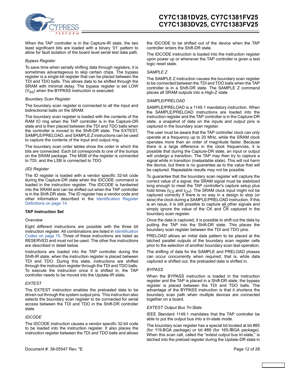 Cypress CY7C1383DV25 User Manual | Page 12 / 28