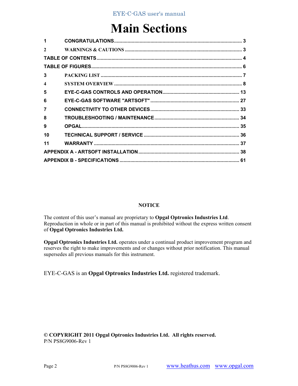 Heath Consultants EyeCGas User Manual | Page 2 / 62