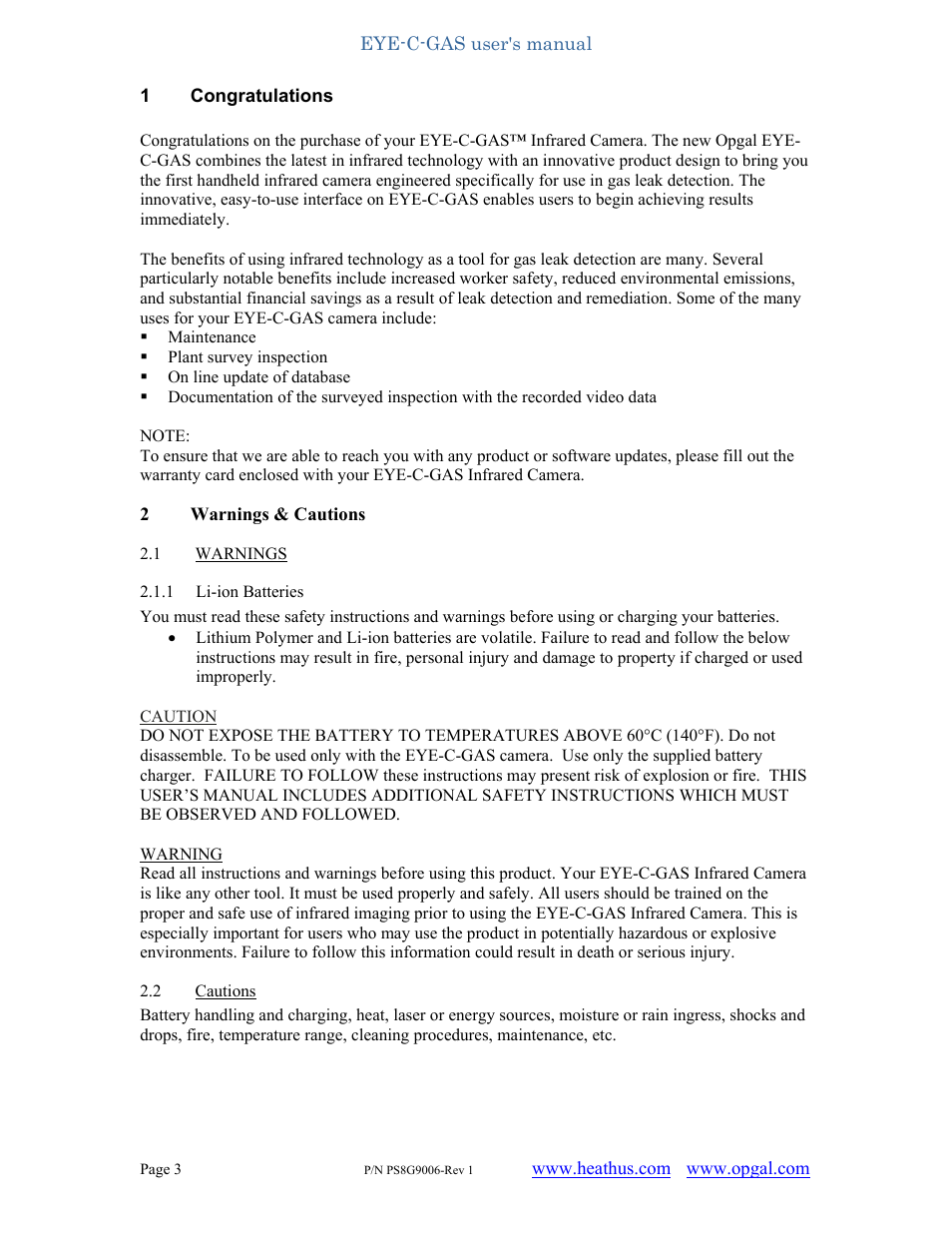 Heath Consultants EyeCGas User Manual | Page 3 / 62