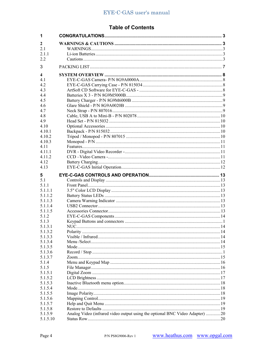 Heath Consultants EyeCGas User Manual | Page 4 / 62