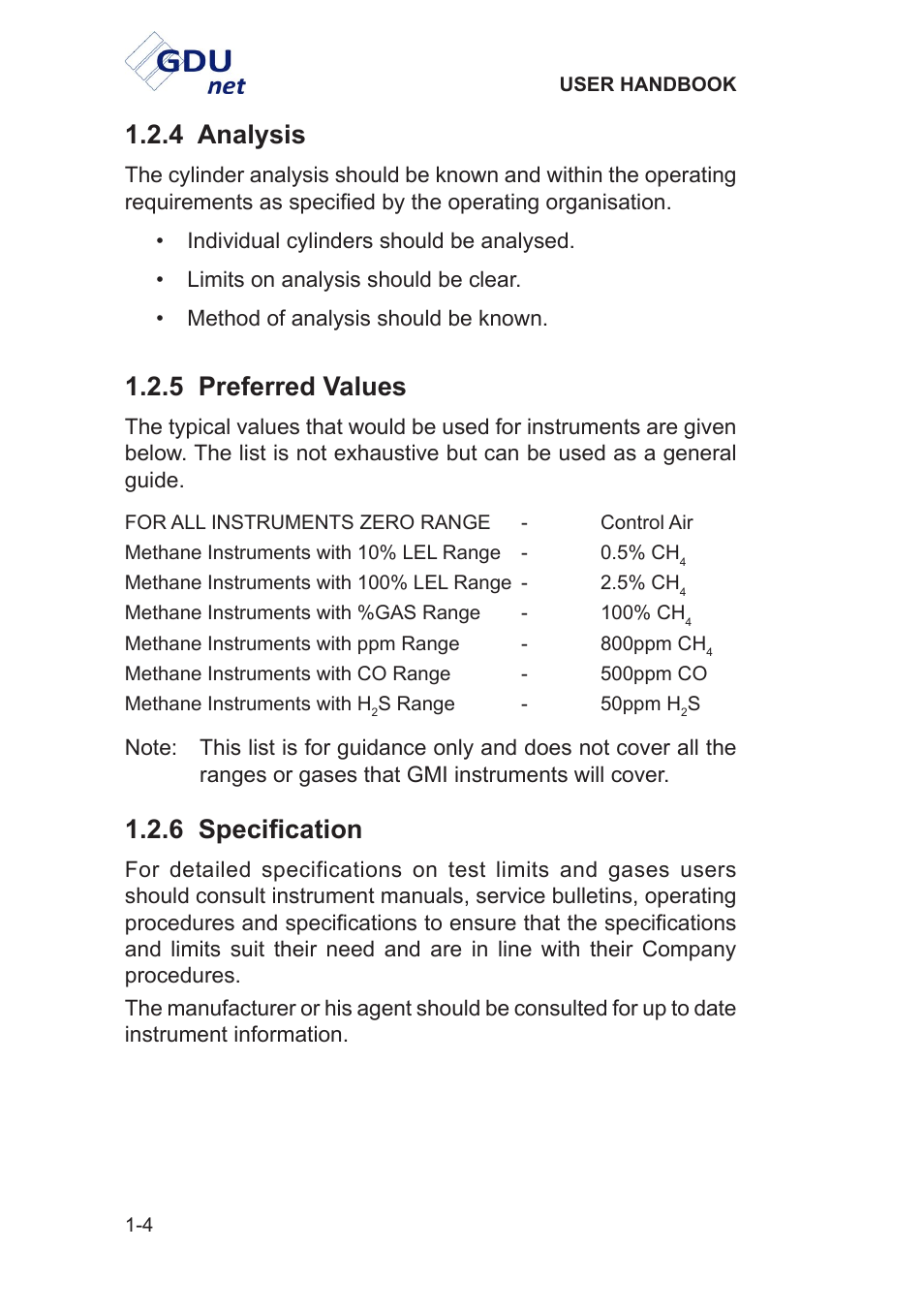 4 analysis, 5 preferred values | Heath Consultants Gas Delivery Unit (GDUnet) User Manual | Page 20 / 109