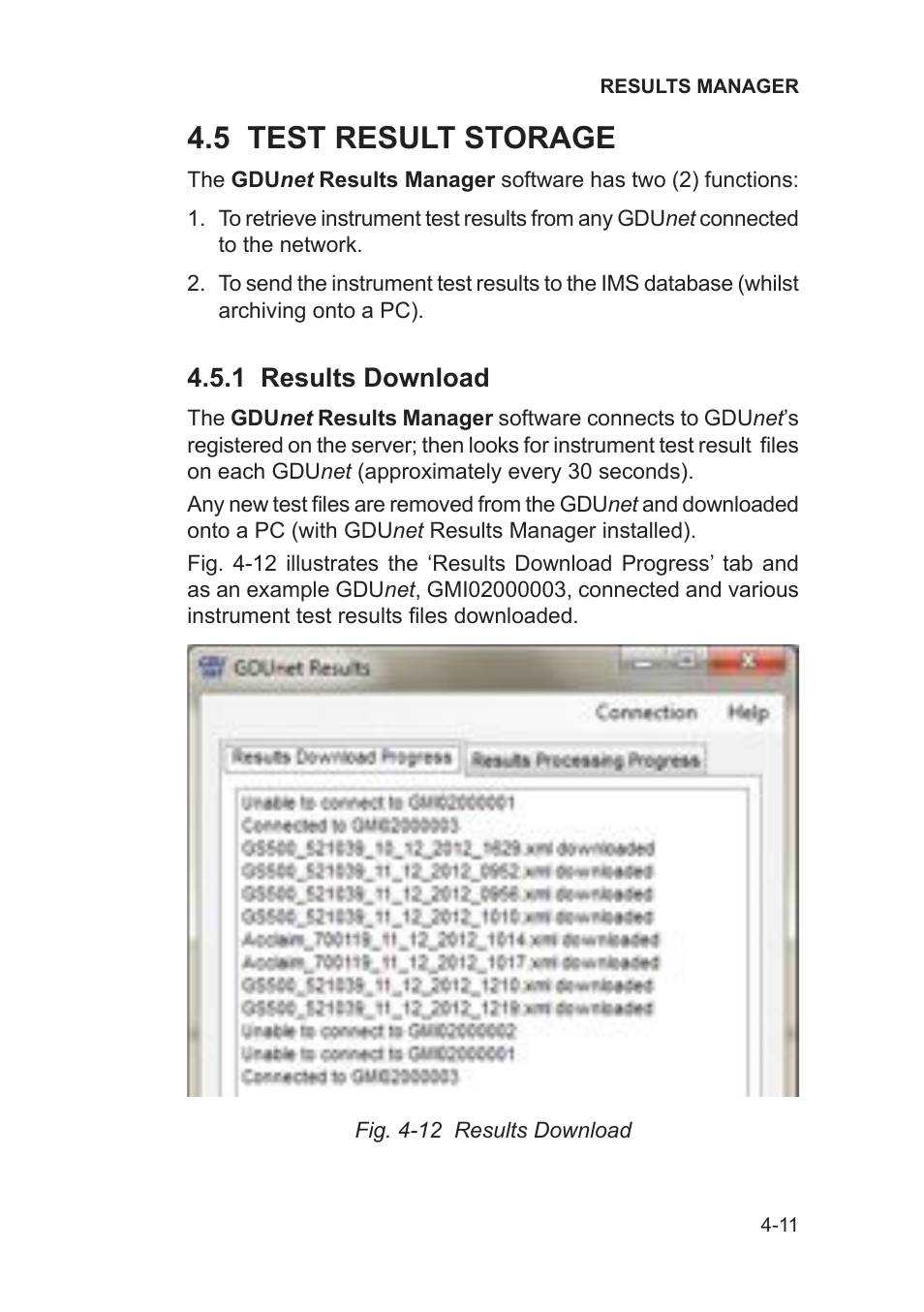 5 test result storage, 1 results download | Heath Consultants Gas Delivery Unit (GDUnet) User Manual | Page 81 / 109