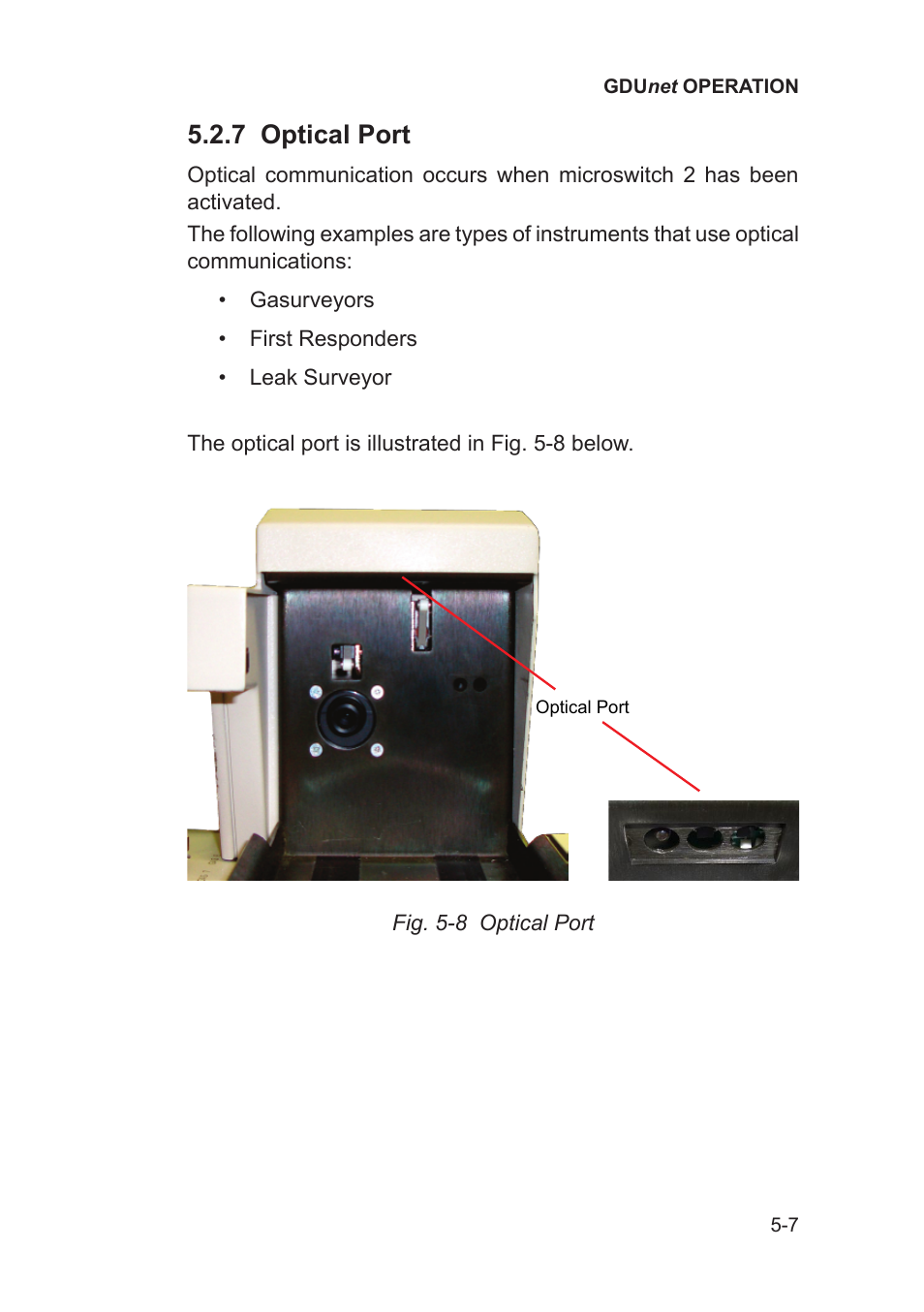 7 optical port | Heath Consultants Gas Delivery Unit (GDUnet) User Manual | Page 89 / 109