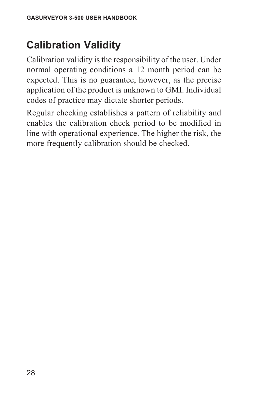 Calibration validity | Heath Consultants Gasurveyor 500 Series User Manual | Page 38 / 89