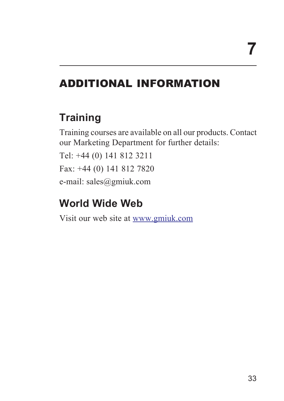 Additional information, Training, World wide web | Heath Consultants Gasurveyor 500 Series User Manual | Page 43 / 89