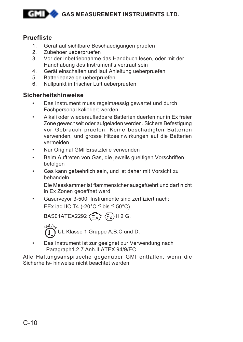 C-10 | Heath Consultants Gasurveyor 500 Series User Manual | Page 68 / 89