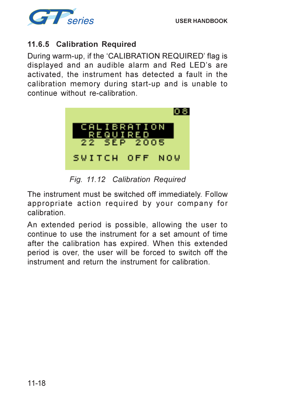 Calibration required, Required, calibration | Heath Consultants GT Series User Manual | Page 122 / 170