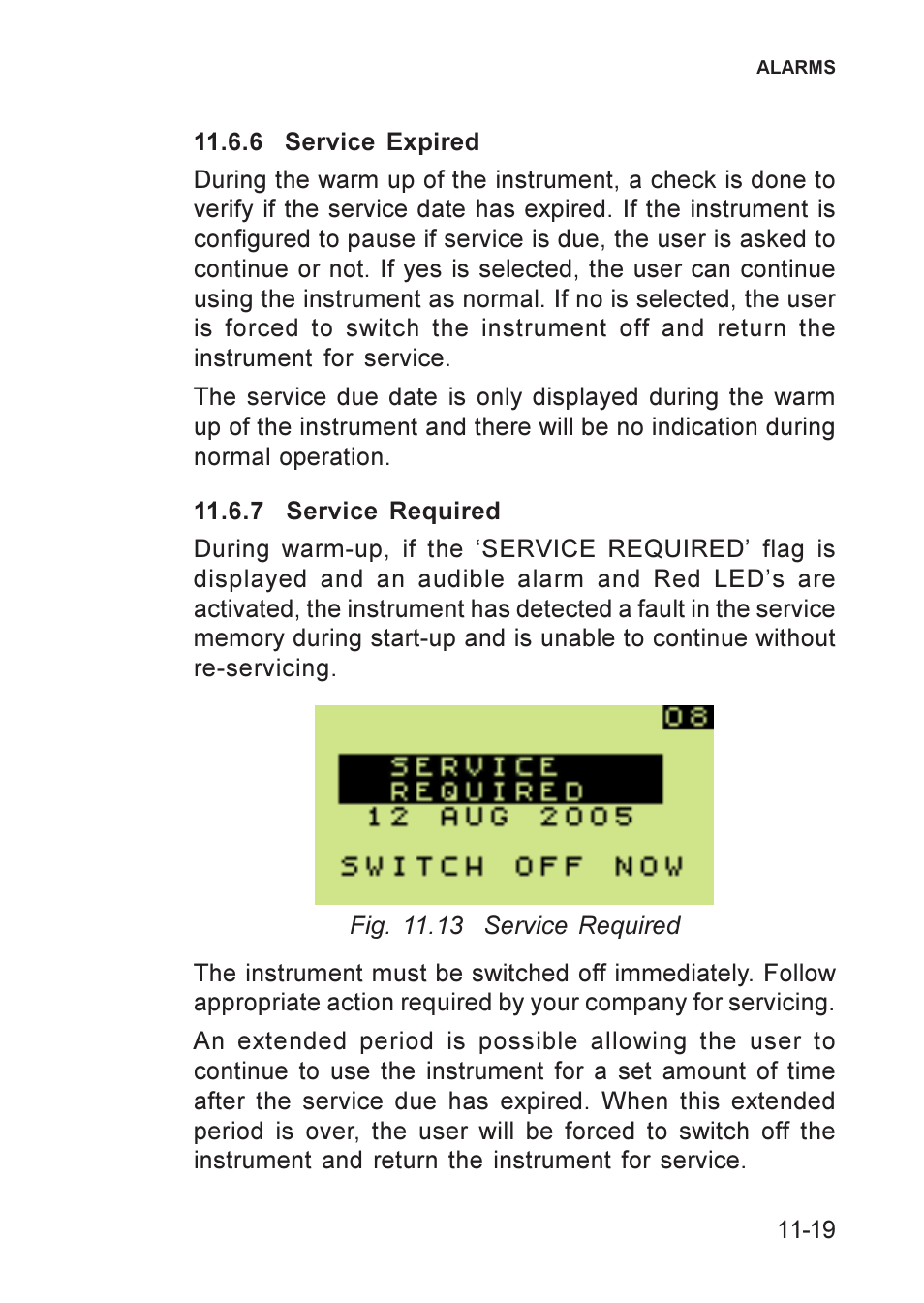 Expired, service, Required, service, Service expired | Service required | Heath Consultants GT Series User Manual | Page 123 / 170