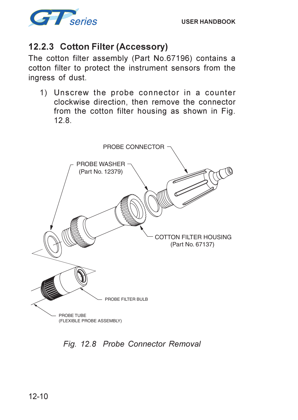 3 cotton filter (accessory), Cotton filter, Filter, cotton | 3 cotton filter (accessory) -10 | Heath Consultants GT Series User Manual | Page 134 / 170