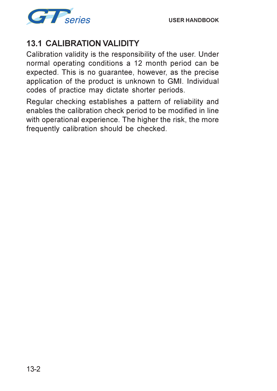 1 calibration validity, Validity, calibration, 1 calibration validity -2 | Heath Consultants GT Series User Manual | Page 156 / 170